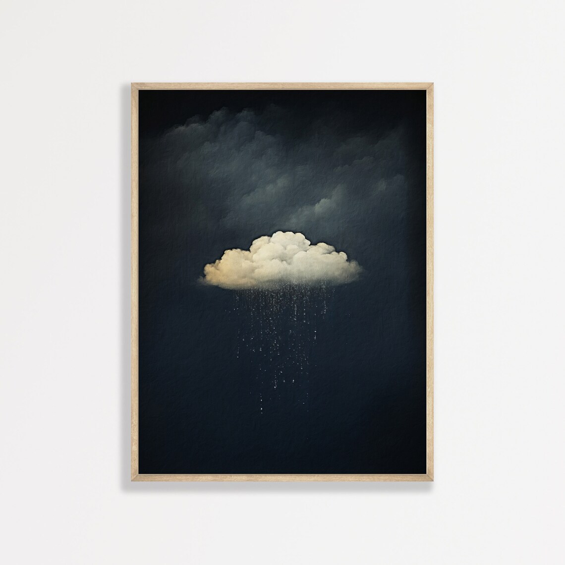 Rain Cloud, Moody Dark Blue Minimalist Poster Print