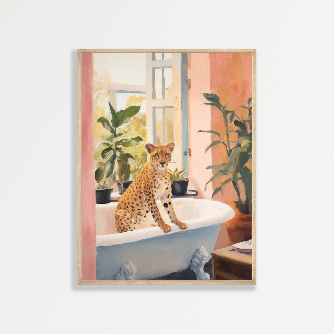 Cheetah Bathroom Retro Eclectic Wall Art Poster
