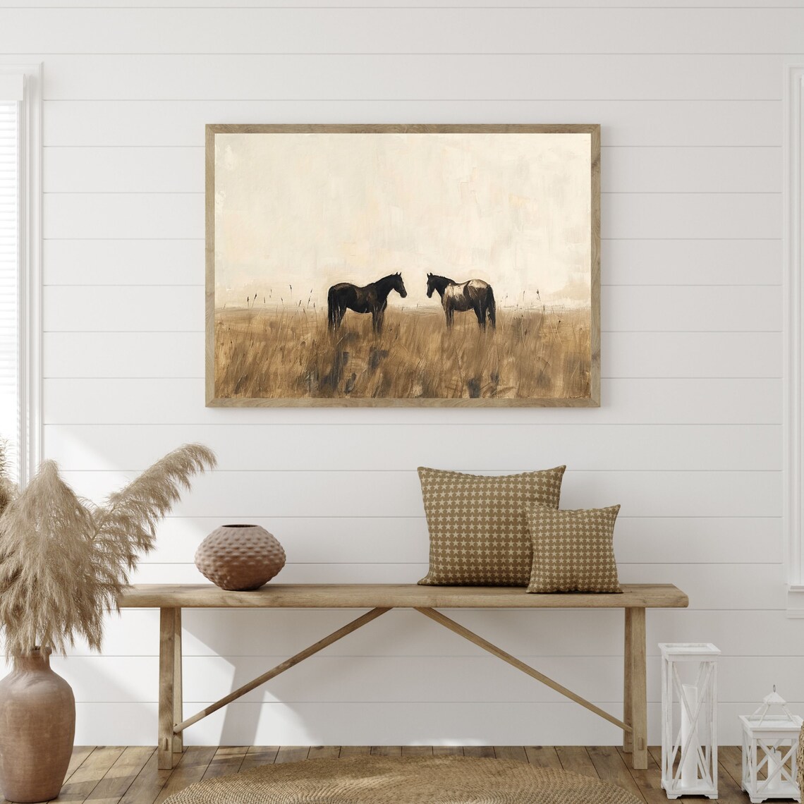 Neutral Horses Vintage Minimalist Country Art Print - Image 3