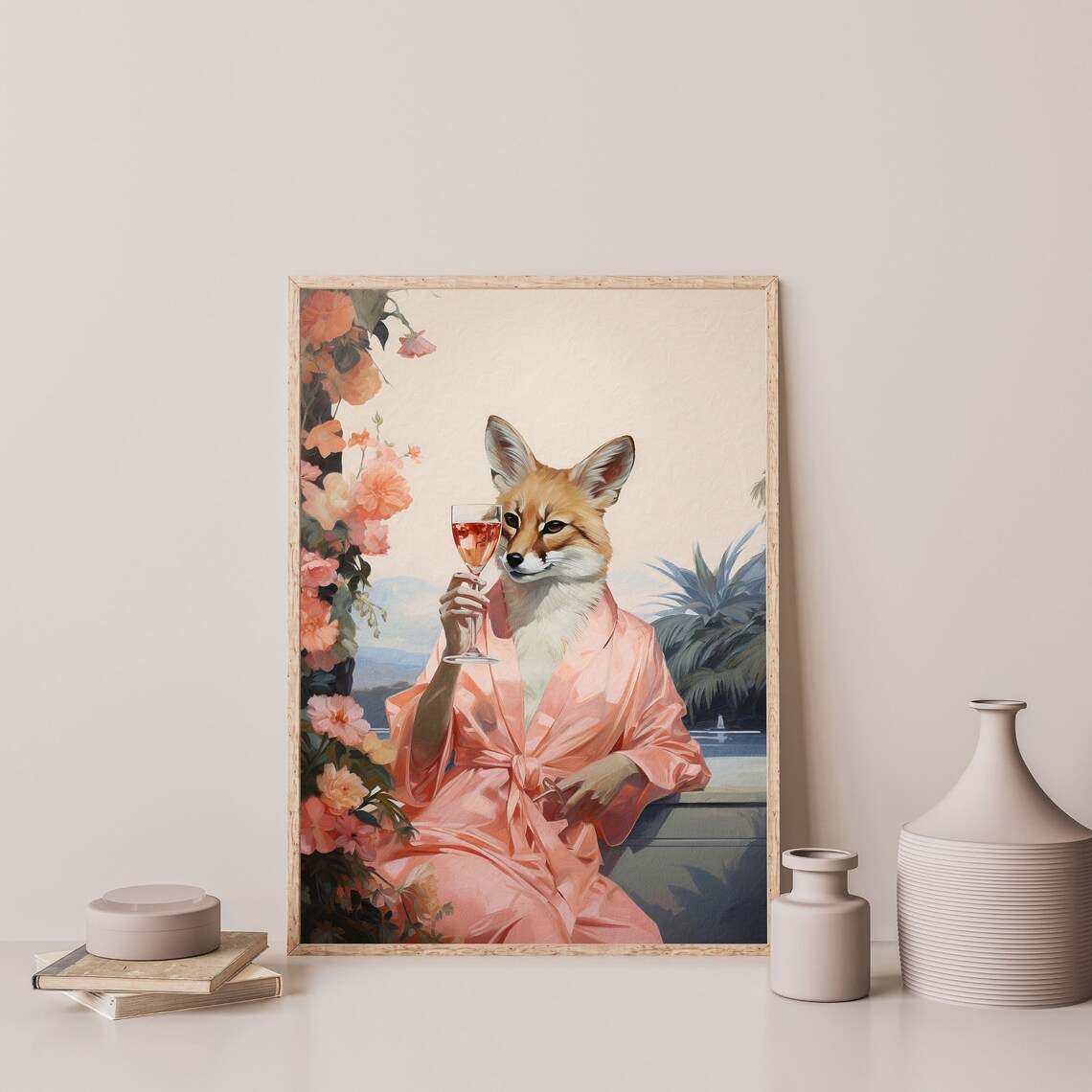 Fox Cocktail Print, Minimal Apartment Decor - Image 3