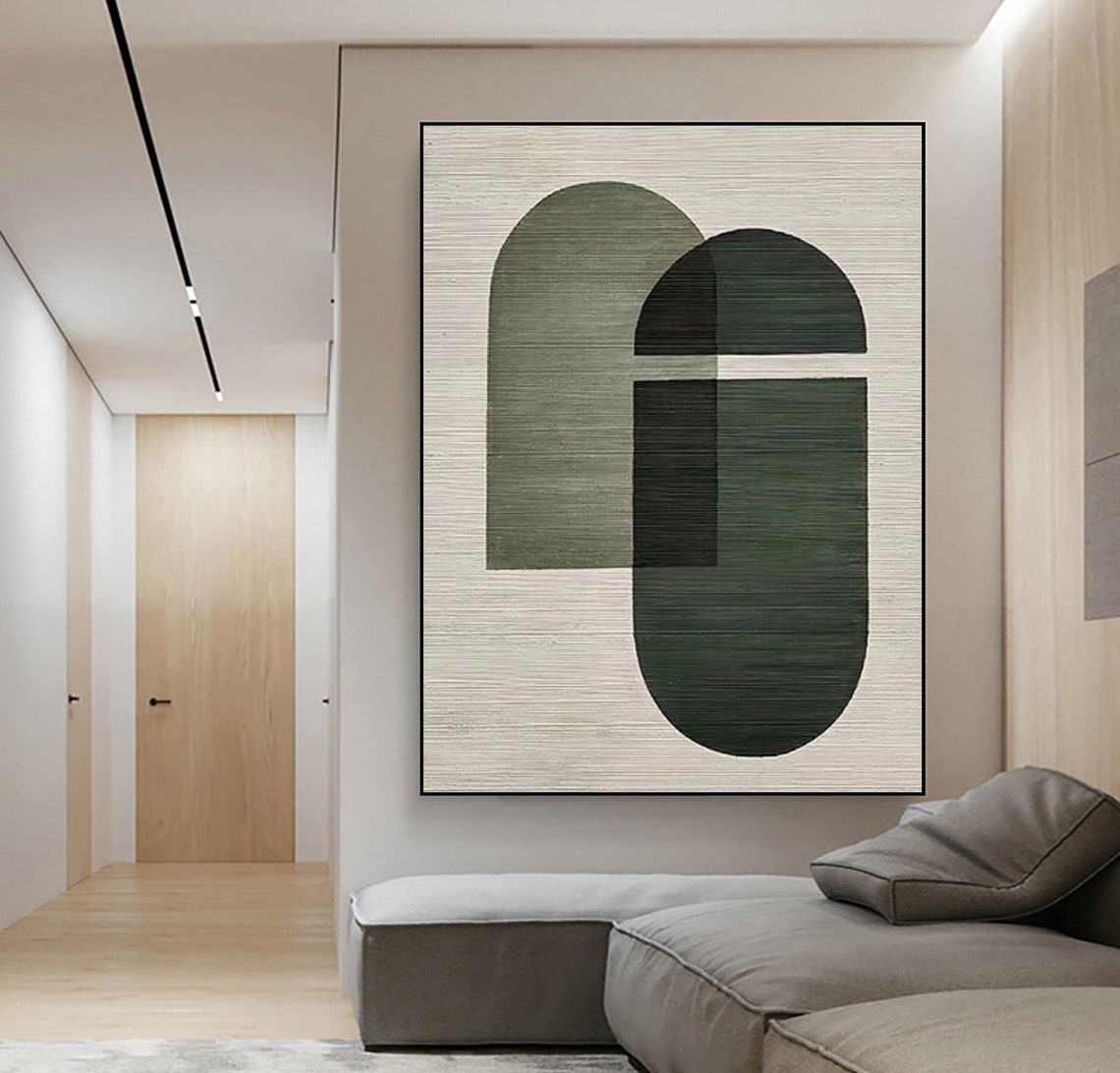 Overlapping Sage Green Arches Textured Minimalist Beige Poster - Image 5
