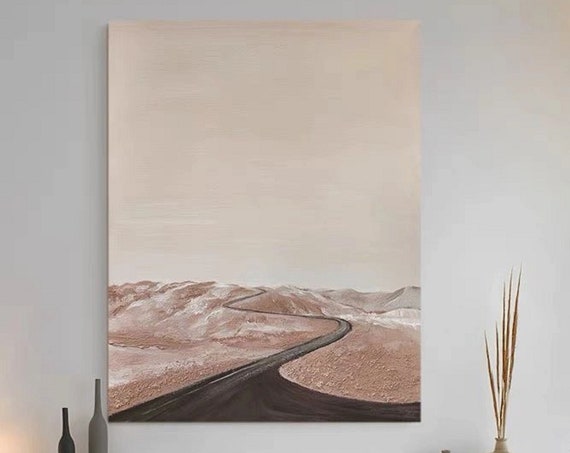 Original Beige Abstract Painting Beige Abstract Landscape Painting Beige Sky Painting Bedroom Wall Art Acrylic Painting Abstract Wall Art