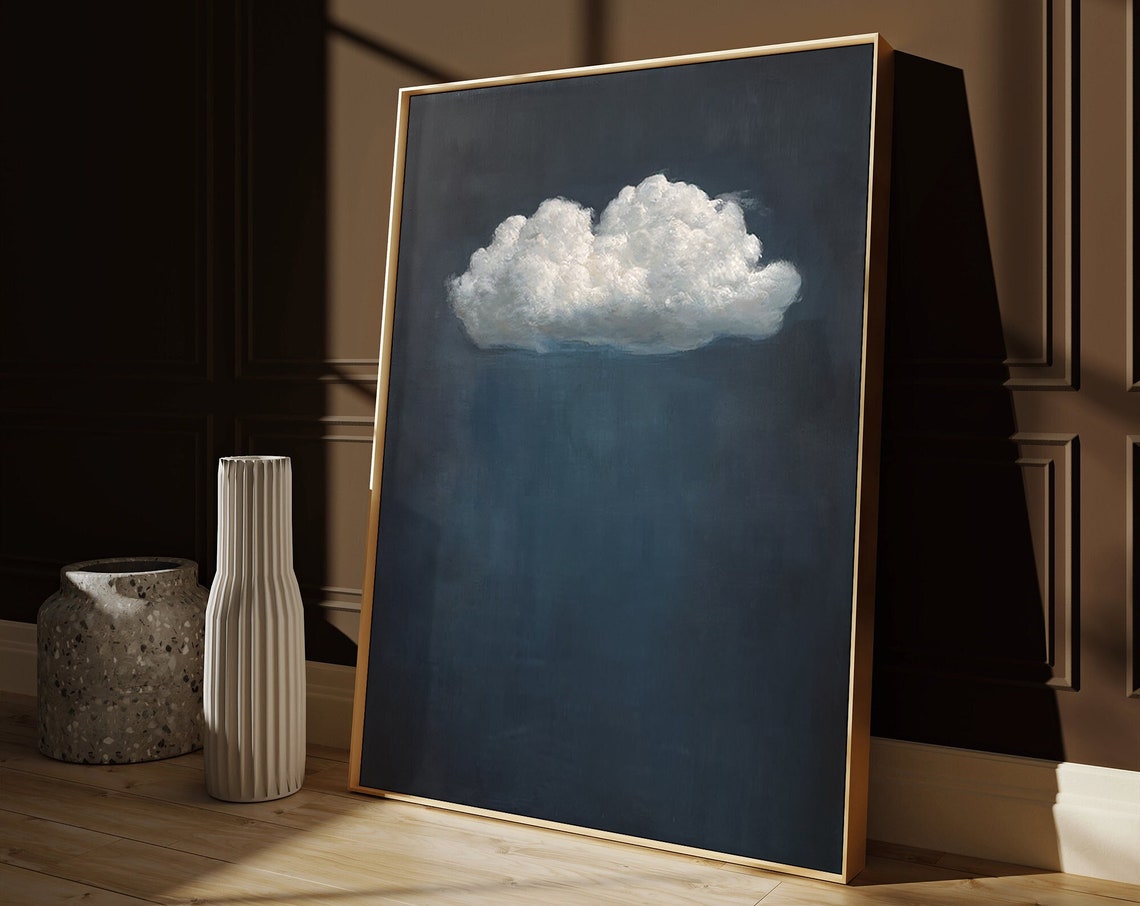 White Cumulus Cloud Glowing Over Deep Indigo Night Sky Poster - Image 5