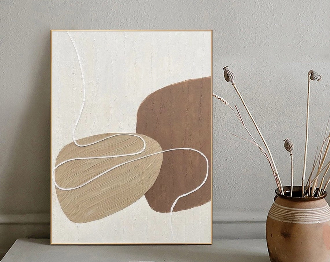 Original Beige And Brown 3d Textured Wall Art Abstract Oil Painting On Wall Art Painting 3d Minimalist Textured Painting Home Decor - Image 5