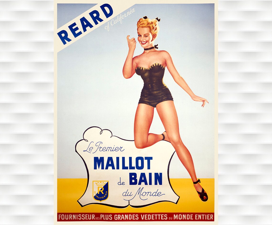 Reard of California First Swimsuit Pin Up Girl Vintage Ad Poster