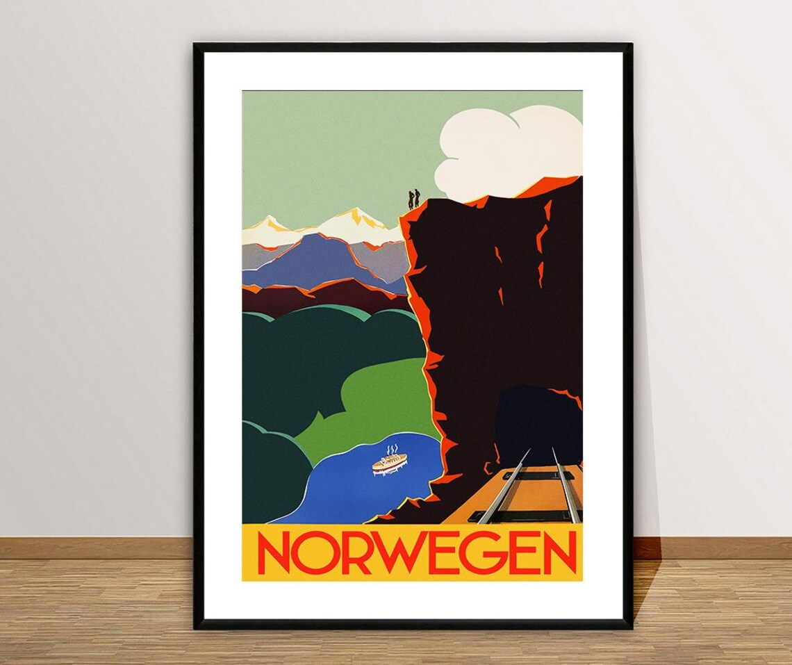Norwegen Vintage Travel Poster, Retro Norway Poster - Image 2