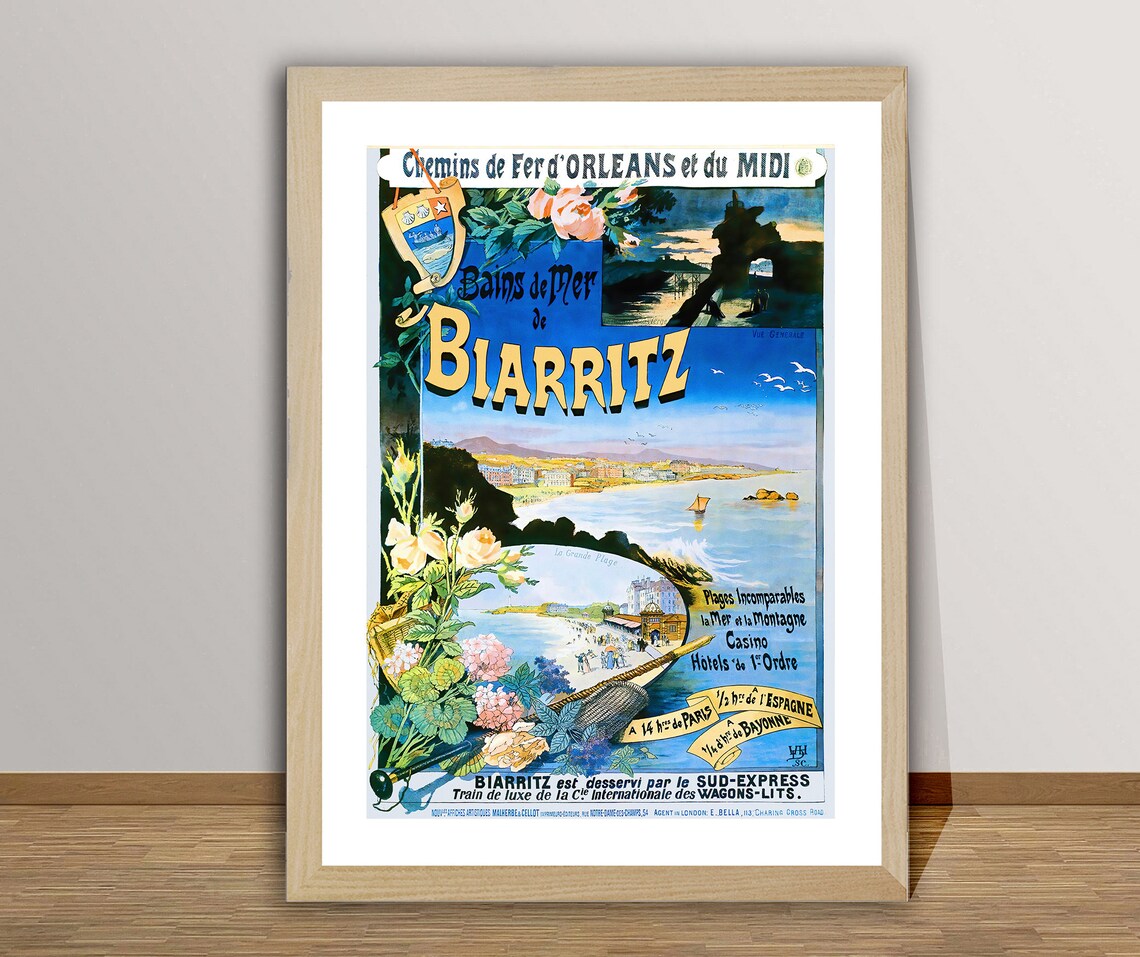 Biarritz France Seaside Casino Beach Belle Epoque Travel Poster