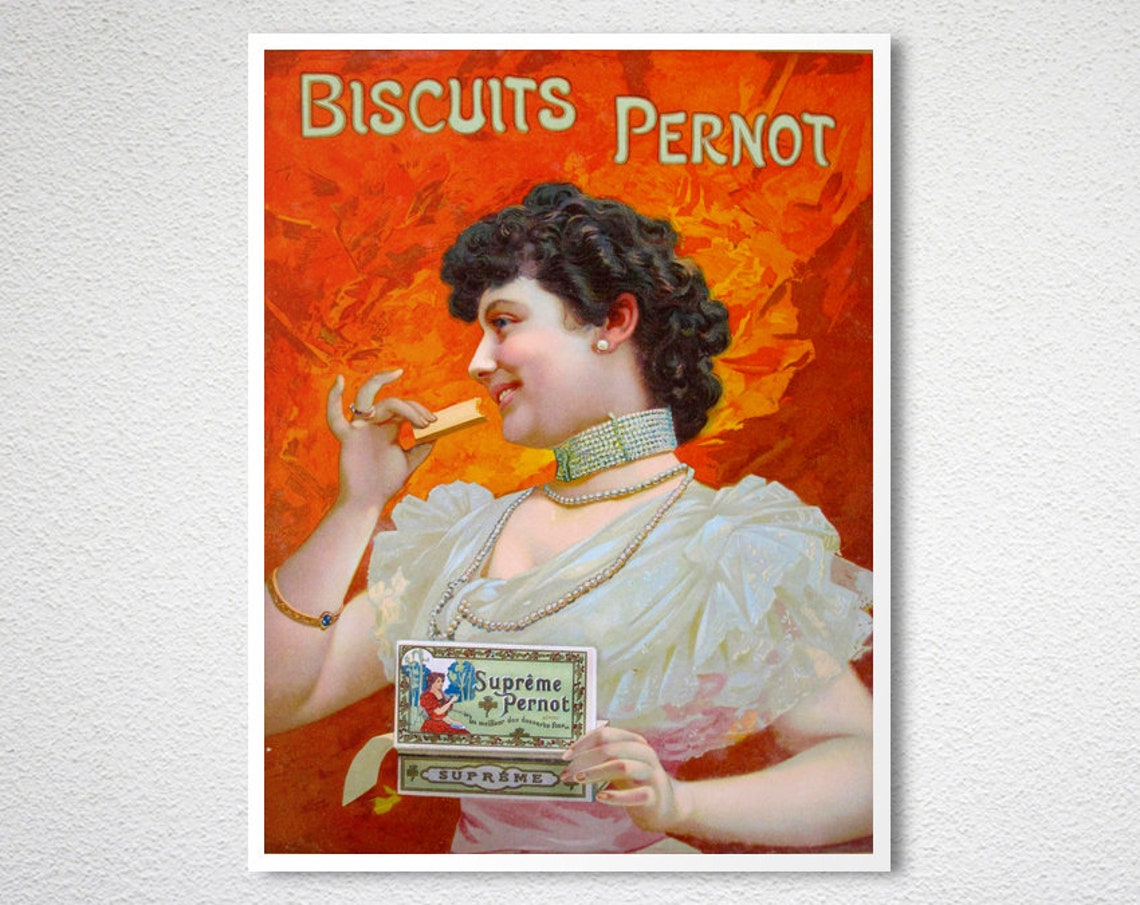Biscuits Pernot Vintage French Biscuit Ad Elegant Woman Poster - Image 2