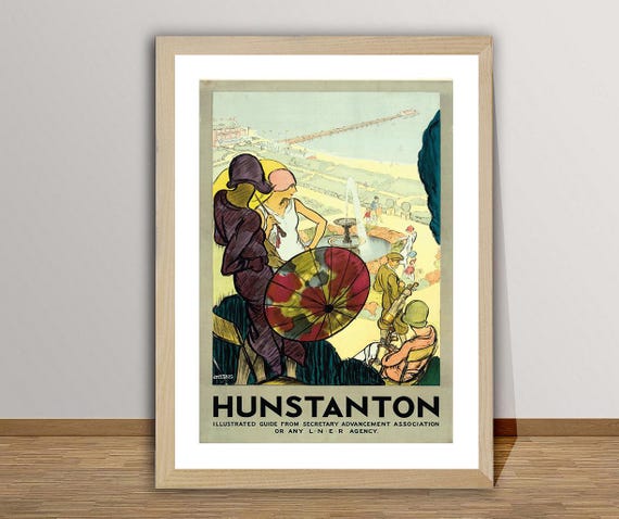 Hunstanton England Vintage Travel Poster Retro Hunstanton Poster Gift Idea Wall Decor