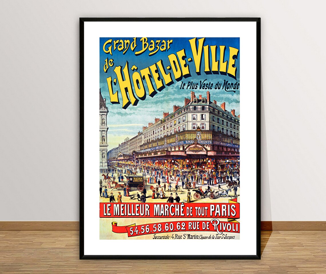 Grand Bazar de lHotel de Ville Vintage Paris Department Store Poster - Image 2