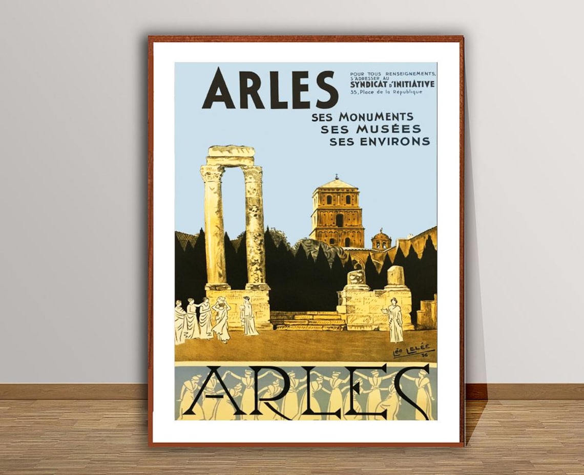 Arles France Vintage Travel Poster, Vacation Poster