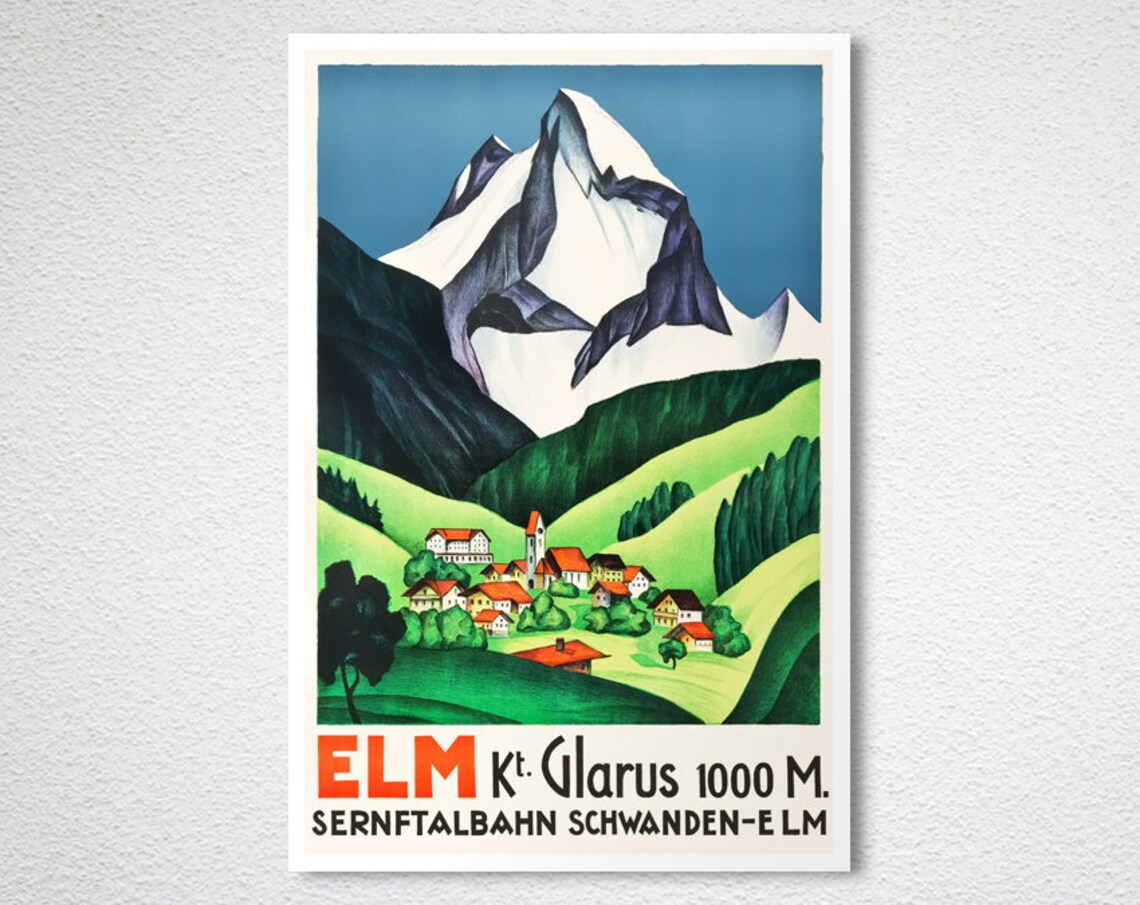 Elm Glarus Switzerland Vintage Travel Poster Art Print - Image 2