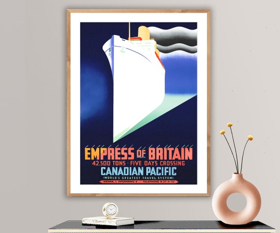 Empress Of Britain Canadian Pacific Vintage Travel Poster Poster Paper Or Print Gift Idea