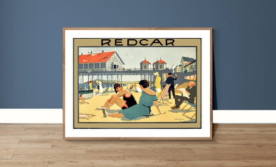 Red Car England Vintage Travel Poster Poster Paper Or Print Gift Idea