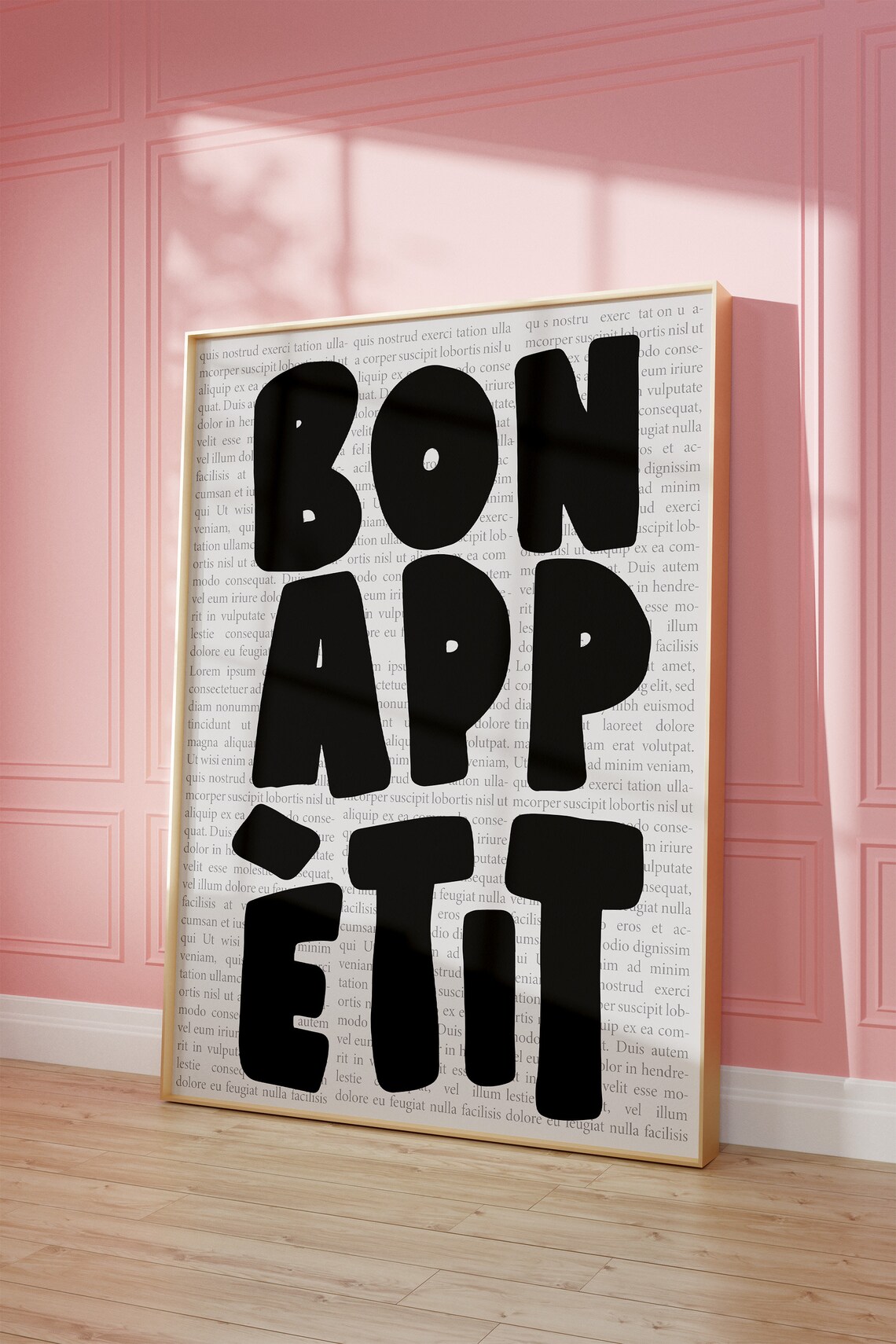 Bon Appetit Bold French Food Quote Newspaper Background Poster - Image 2