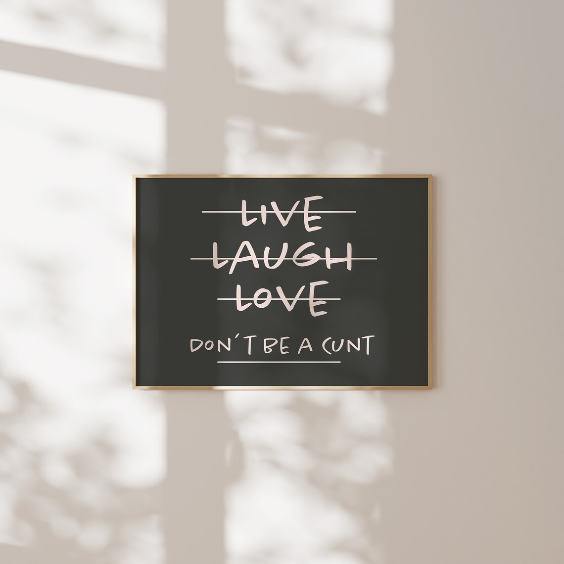 Live Laugh Love Crossed Out Sassy Black Pink Statement Poster - Image 3