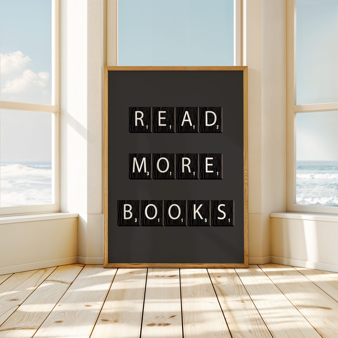 Read More Books Black Scrabble Tile Letters Game Room Poster - Image 3