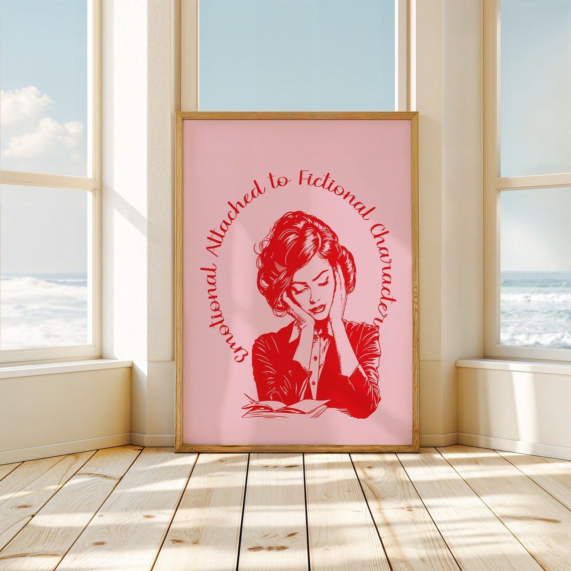 Emotionally Attached To Fictional Characters Pink Reader Poster - Image 3
