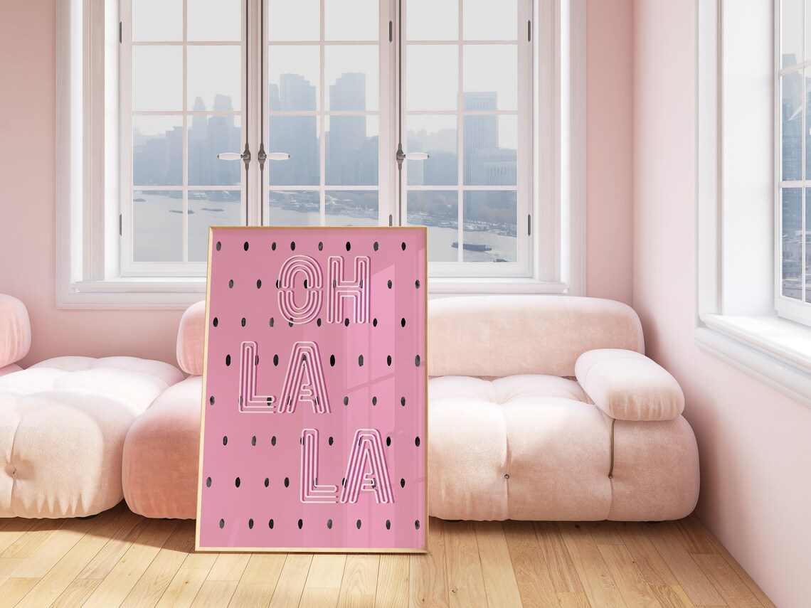 Pink Watermelon Slice Oh La La Neon Style French Quote Art Poster - Image 3