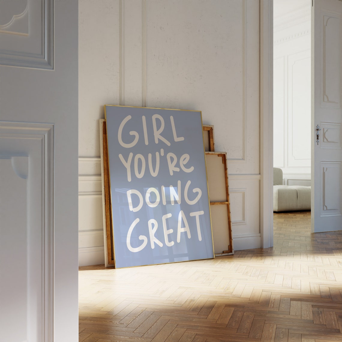 Girl You Are Doing Great Blue Handwritten Affirmation Poster - Image 2