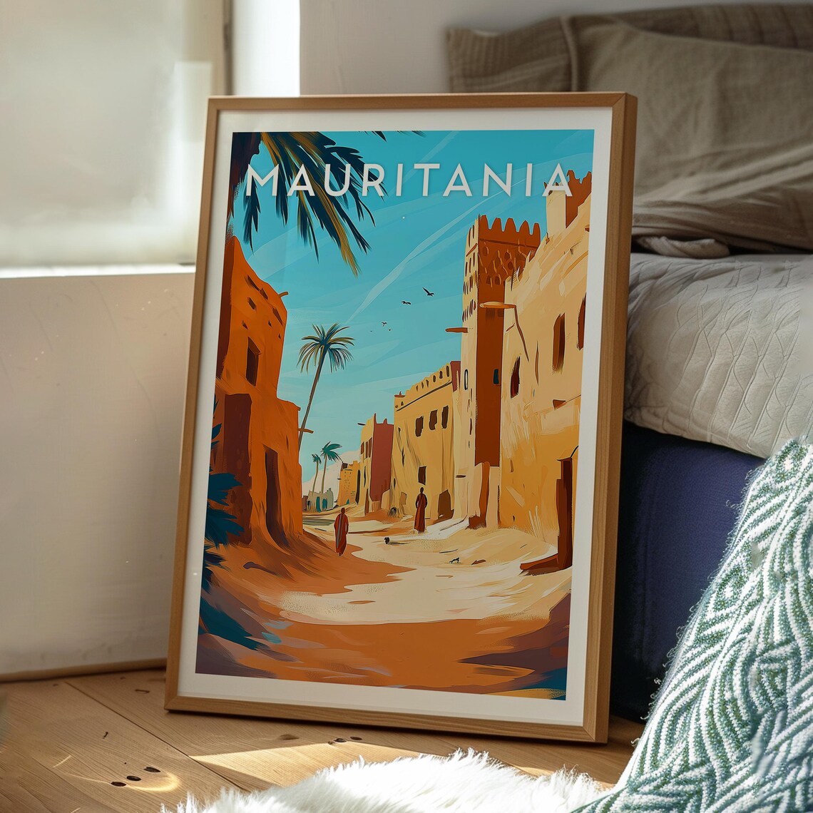 Mauritania Desert Old Town Street Palm Oasis Africa Travel Poster - Image 3