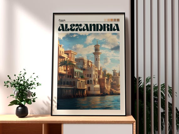Alexandria Poster Egypt Travel The Pyramids Art Print Wall City