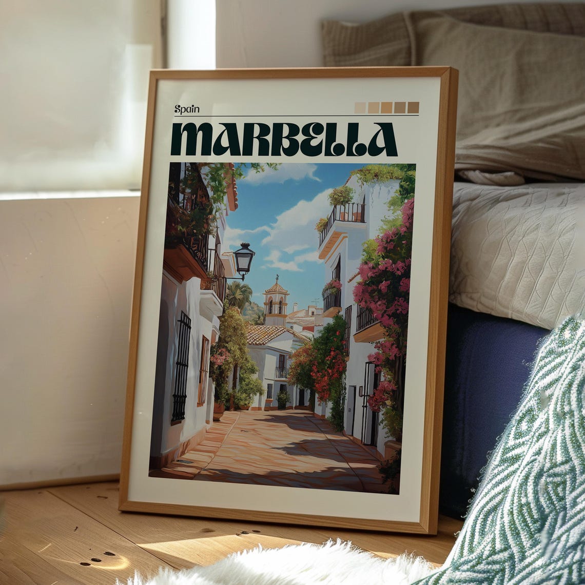 Marbella Spain Costa Del Sol Whitewashed Old Town Street Poster - Image 3