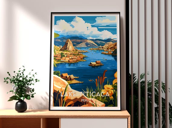 Lake Titicaca Poster Art Peru Travel Print Wall South America