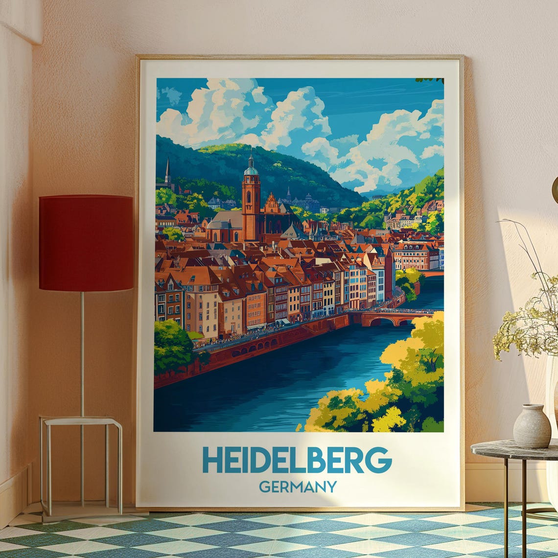 Heidelberg Travel Poster, Germany Neckar River - Image 2
