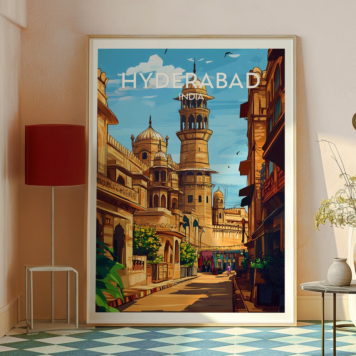 Hyderabad India Historic Old City Minarets and Domes Travel Poster - Image 2