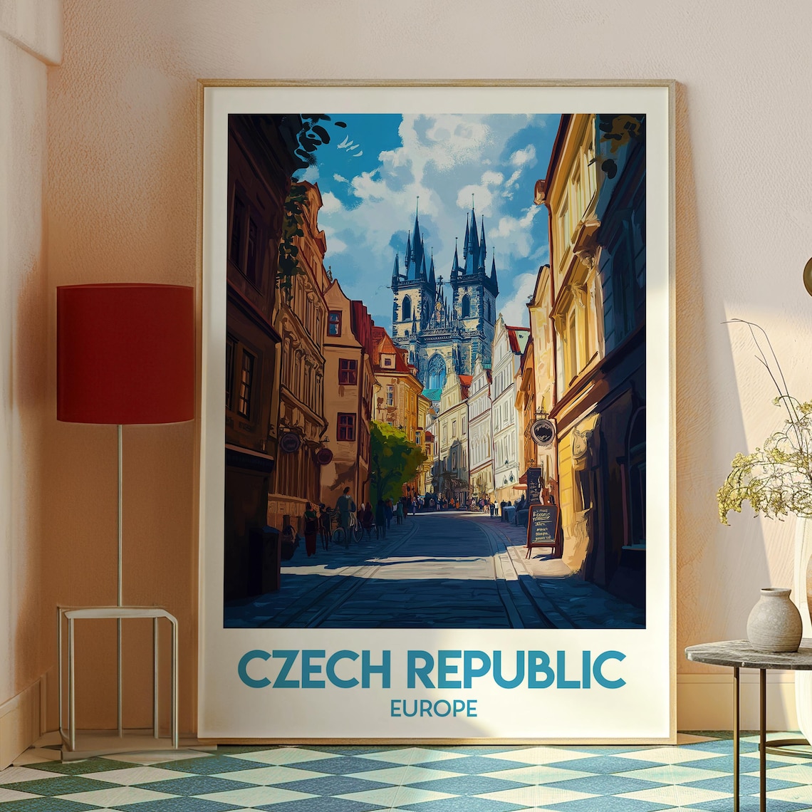 Prague Czech Republic Tyn Church Old Town Street Travel Poster - Image 2