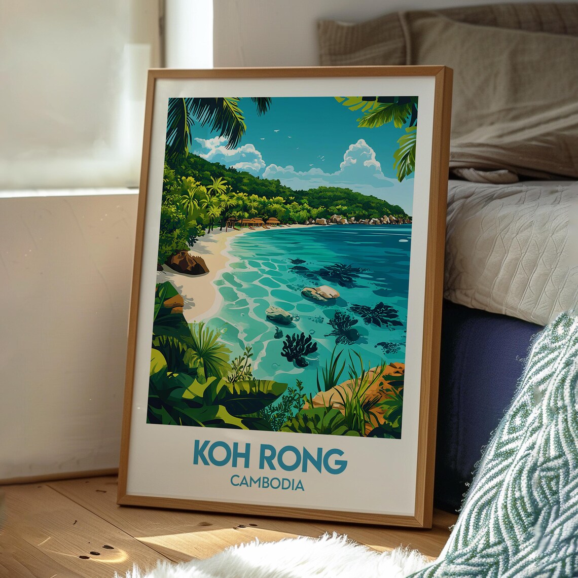 Koh Rong Cambodia Tropical Island Beach Turquoise Water Travel Poster - Image 3