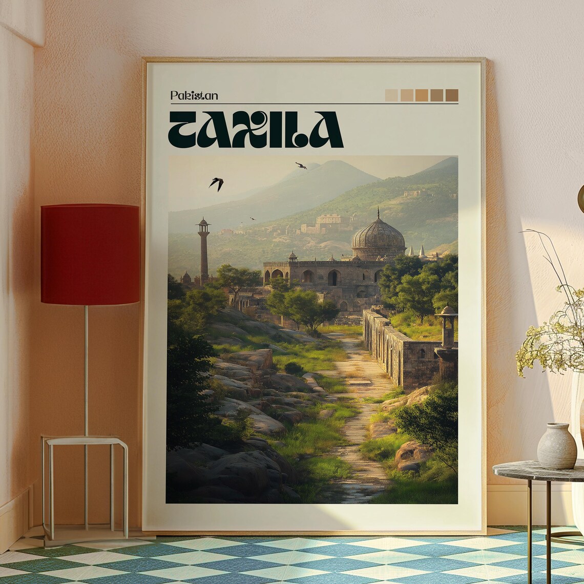 Taxila Pakistan Ancient Ruins Dome Mountain Vintage Travel Poster - Image 2