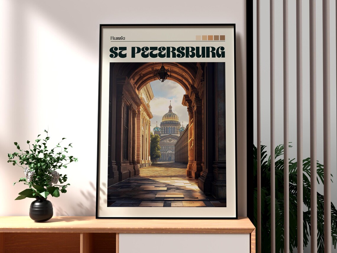 St Petersburg Russia Grand Colonnade Arch Golden Dome Cathedral Poster