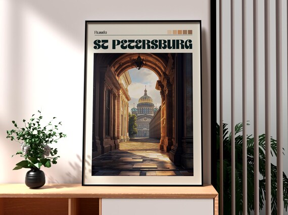 St Petersburg Russia Grand Colonnade Arch Golden Dome Cathedral Poster
