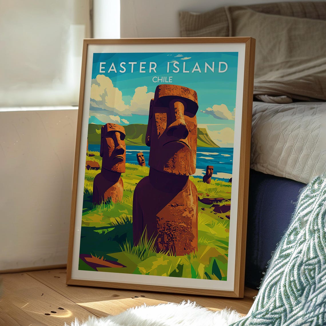 Easter Island Chile Rapa Nui Moai Statues Coastal Wonder Travel Poster - Image 3