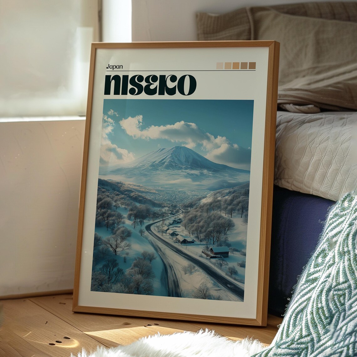 Niseko Japan Snowy Mountain Winter Road Ski Resort Travel Poster - Image 3