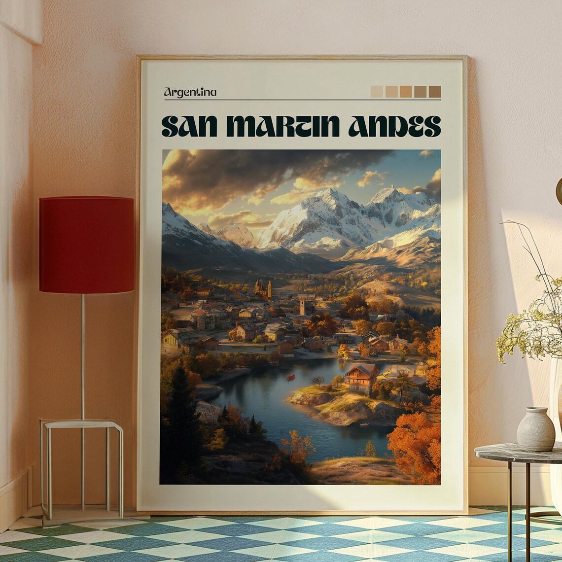 San Martin de los Andes Argentina Sunset Lake Town Mountain Poster - Image 2