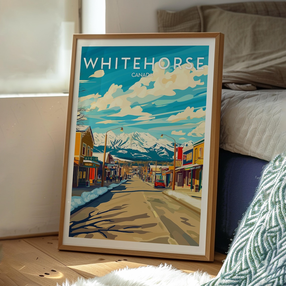 Whitehorse Canada Yukon Vintage Travel Mountain Street Poster - Image 2