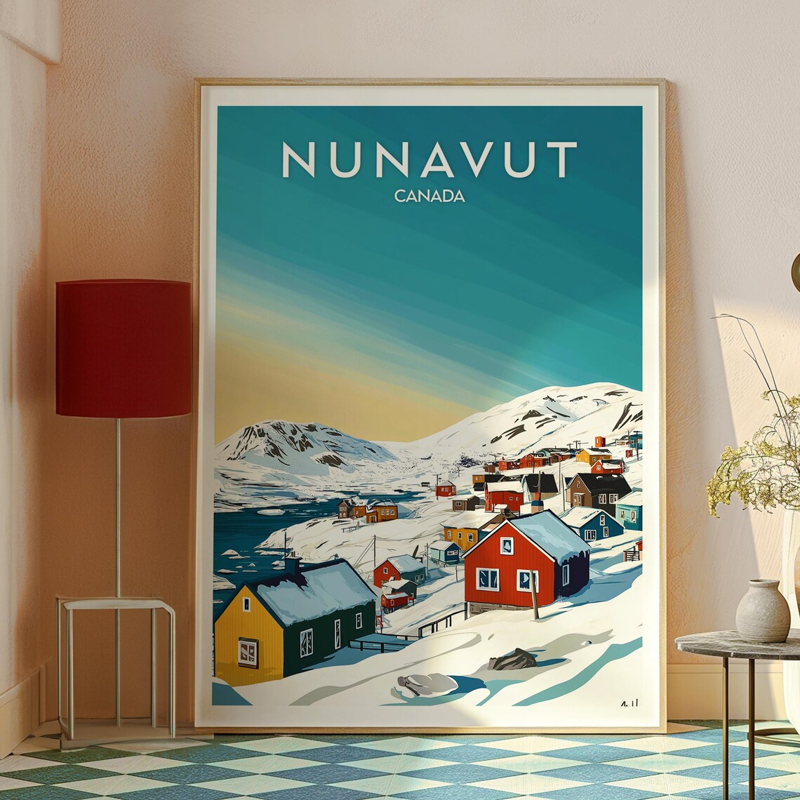 Nunavut Canada Snowy Arctic Settlement Sea Ice Winter Travel Poster - Image 2