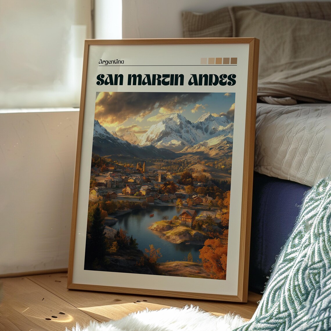 San Martin de los Andes Argentina Sunset Lake Town Mountain Poster - Image 3
