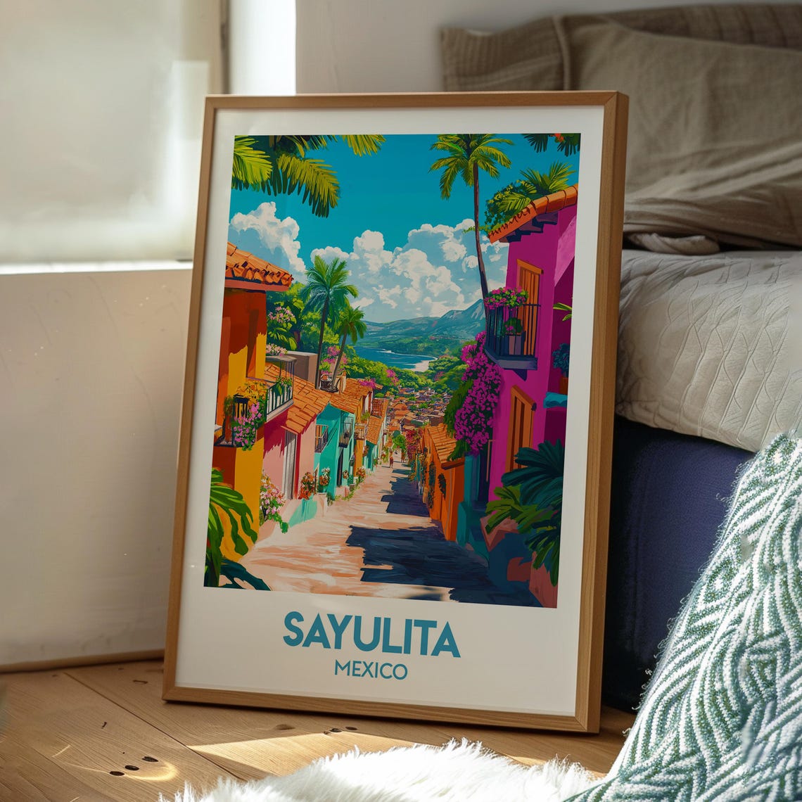Sayulita Print Mexico Wall Art Beach Poster Travel Surfing - Image 3