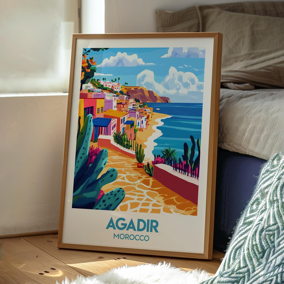 Agadir Travel Poster, Morocco City and Atlas Mountains - Image 3