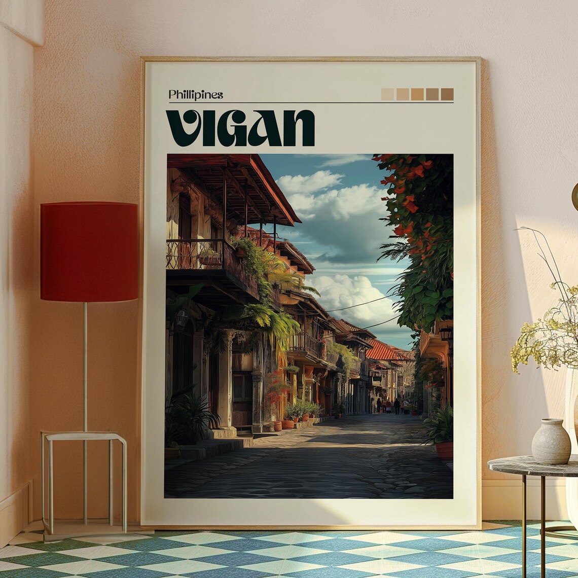 Vigan Philippines Colonial Cobblestone Street Heritage Art Poster - Image 2