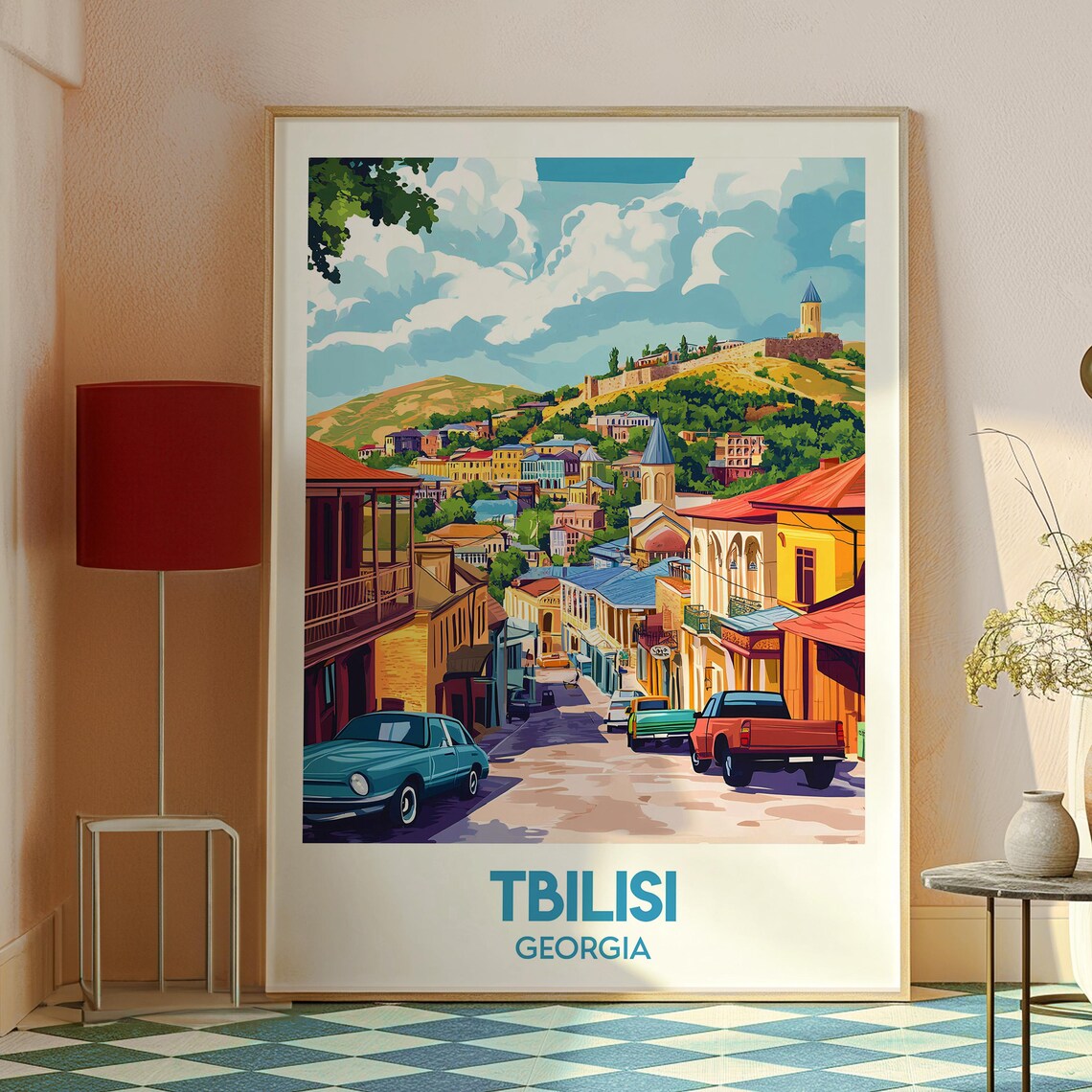 Tbilisi Georgia Hillside Old Town Fortress Street View Travel Poster - Image 2