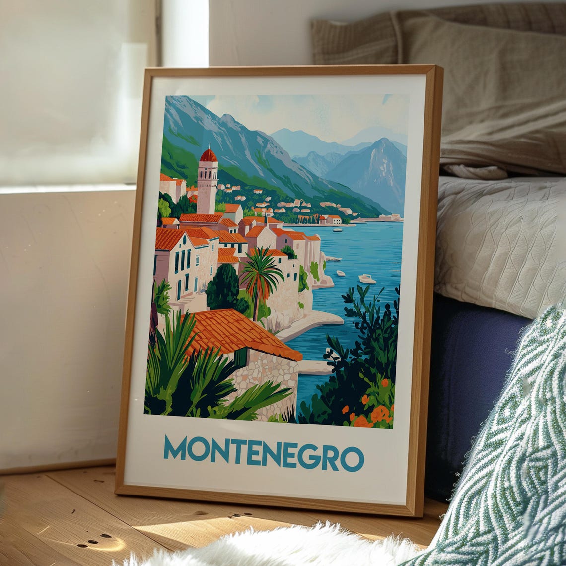 Montenegro Adriatic Coast Old Town Bay Mountains Travel Poster - Image 3
