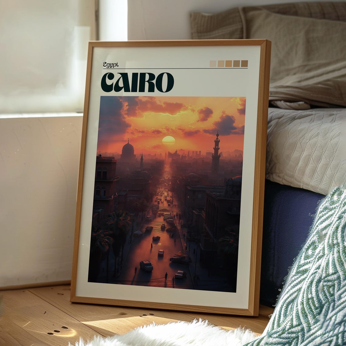 Cairo Poster Egypt Travel The Pyramids Art Print City Wall - Image 3