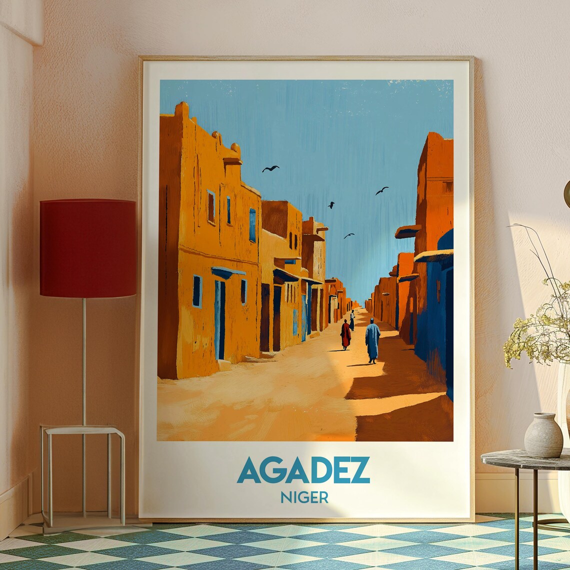 Agadez Niger Desert Street Mud Brick Buildings Sahara Travel Poster - Image 2