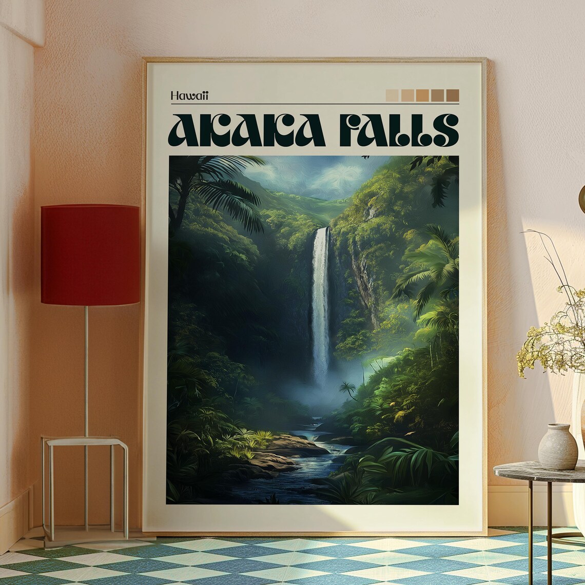 Akaka Falls Hawaii Waterfall Rainforest Big Island Travel Art Poster - Image 2