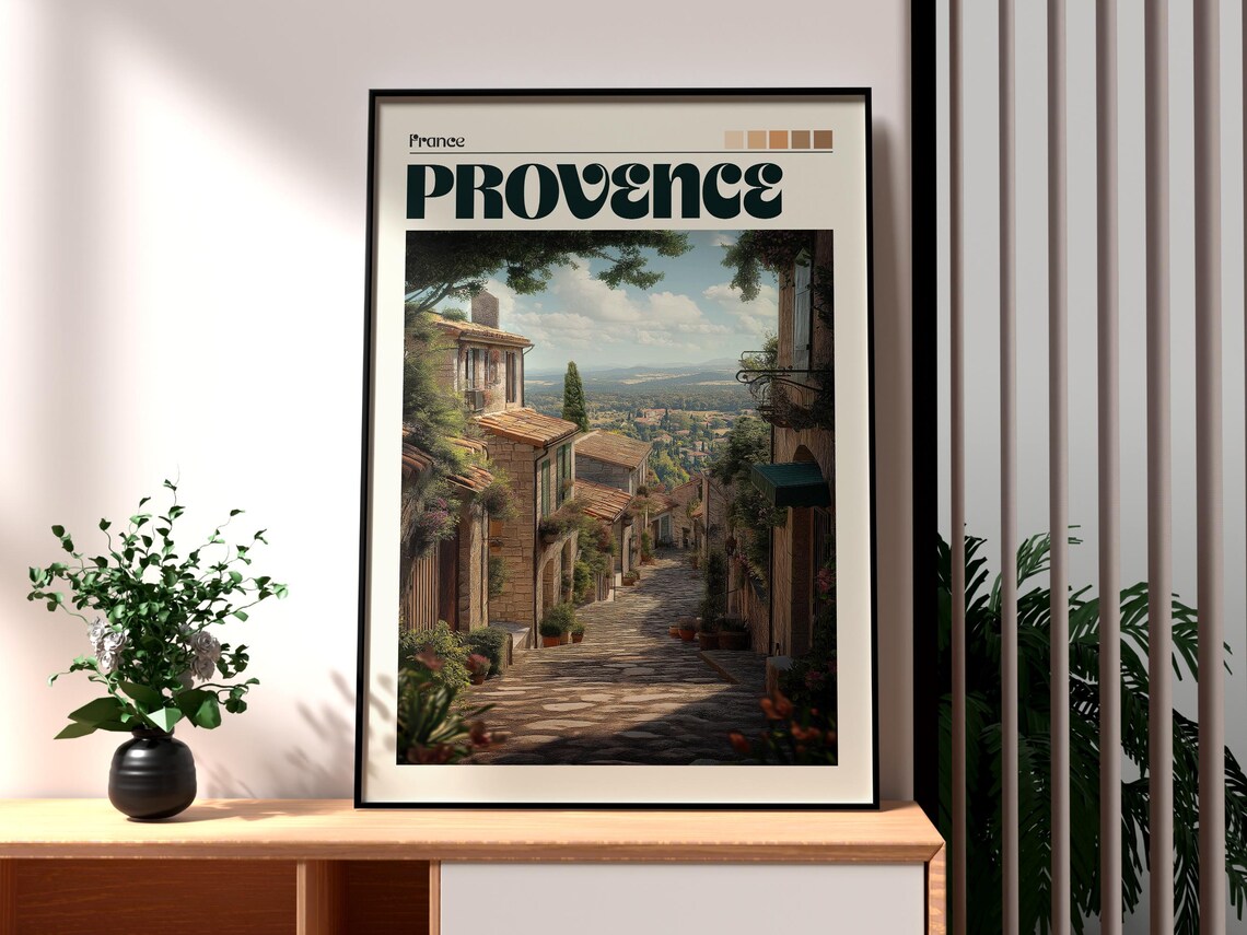 Provence France Rustic Village Lane Countryside Retro Travel Poster